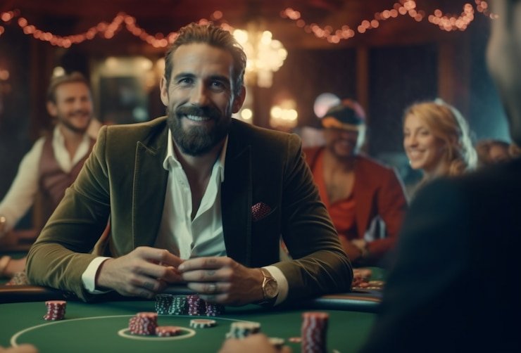 Close-up of live dealer handling cards at baccarat table